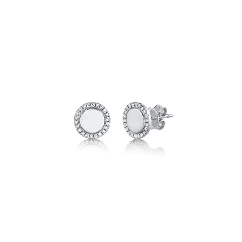 Shy Creation Diamond Halo Disc Earrings