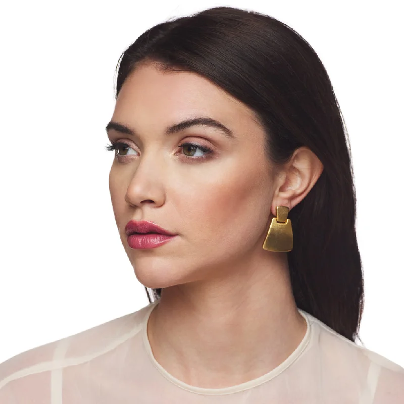 Hammered Gold Drop Clip Earring