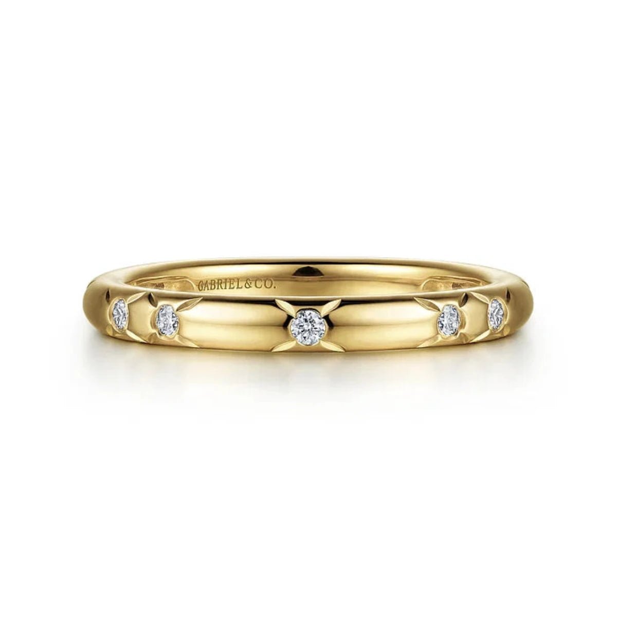 14K Y Gold 0.15ctw G/SI2 11 Diamond Station Ring