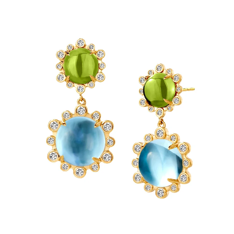 Peridot & Blue Topaz Drop Earrings