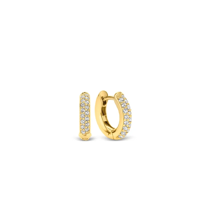 Ti Sento Milano Double Row Crystal Gold Huggy Hoop Earring