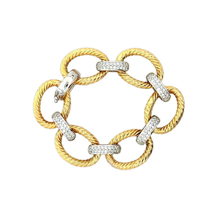 Mountz Collection Diamond Link Bracelet in 14K Yellow and White Gold