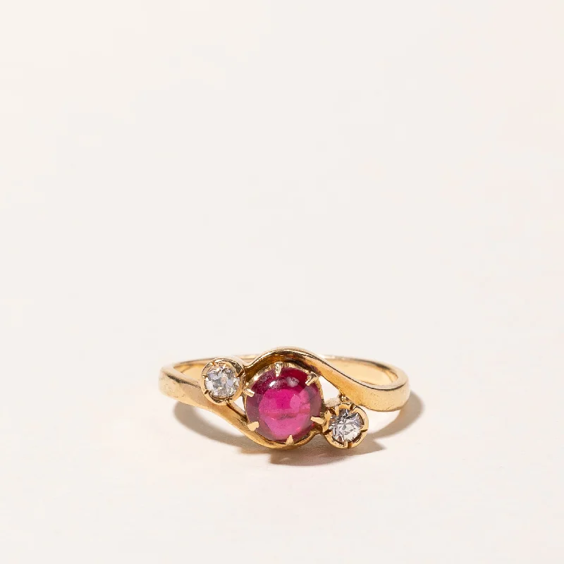 18k Synthetic Ruby and Diamond Ring | 0.70ct, 0.10ctw | SZ 5