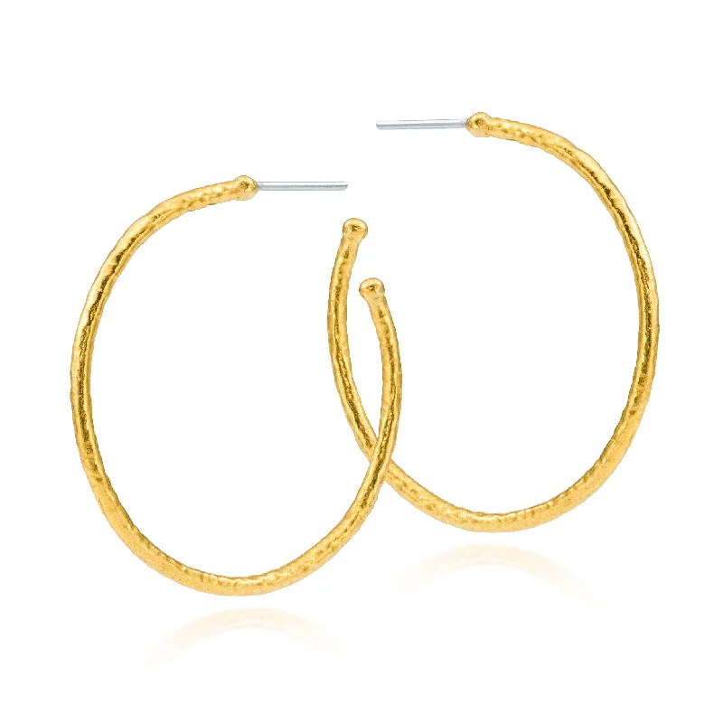 ARA 24k Yellow Gold Hammered Hoop Earring