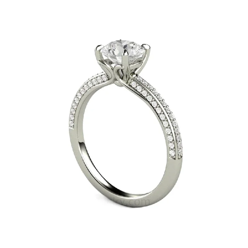 Moissanite Solitaire Engagement Ring 1ct Pave Claw Prongs