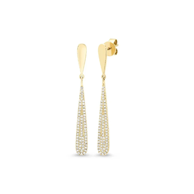 Shy Creation Pave Diamond Elongated Drop Earrings