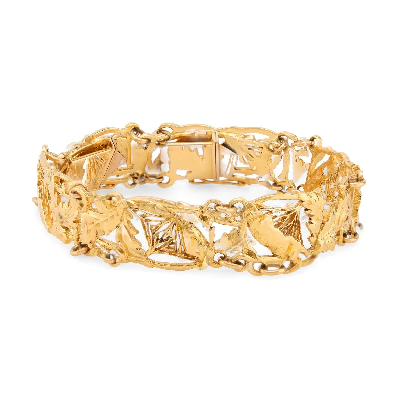 Arnould Art Nouveau French 18K Yellow Gold Bracelet