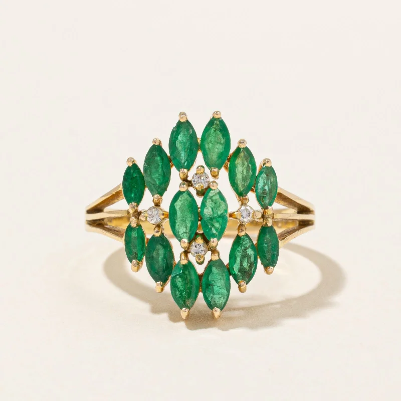 Emerald & Diamond Cocktail Ring | 0.75ctw, 0.04ctw | SZ 7 |