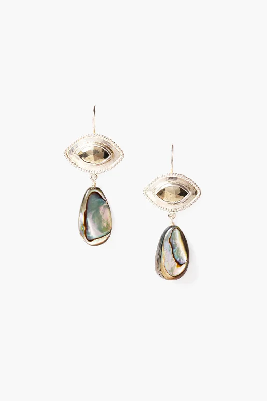 Twist Evil Eye Earrings Abalone