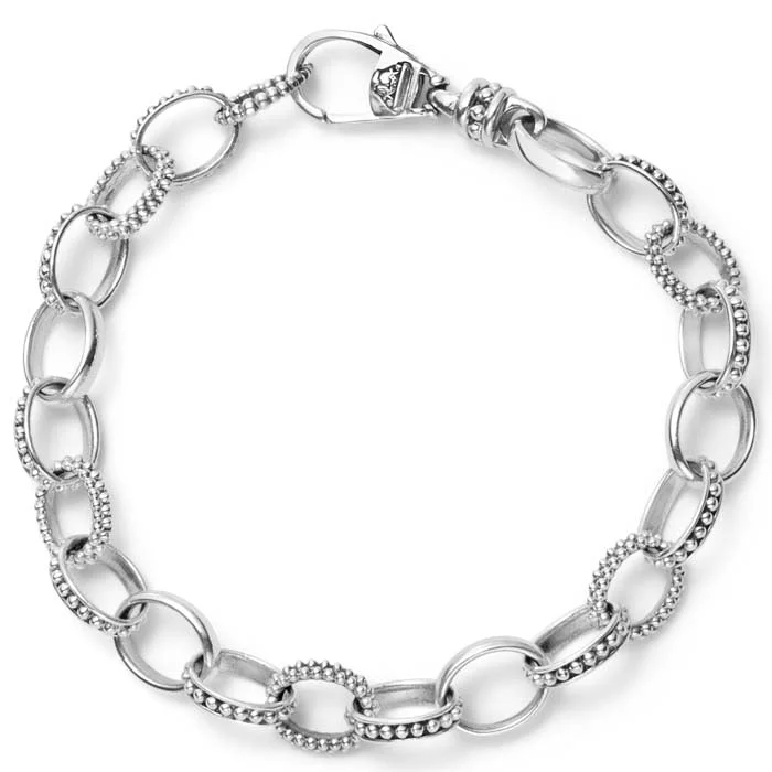 LAGOS Signature Caviar Link Bracelet in Sterling Silver - Size Medium (7)