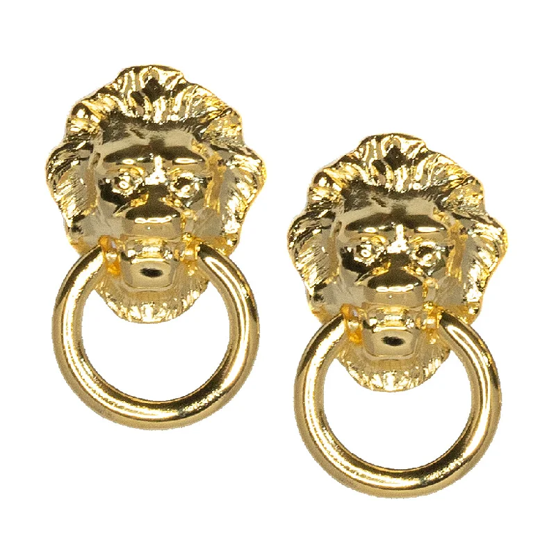 Lionhead Doorknocker Pierced or Clip Earrings