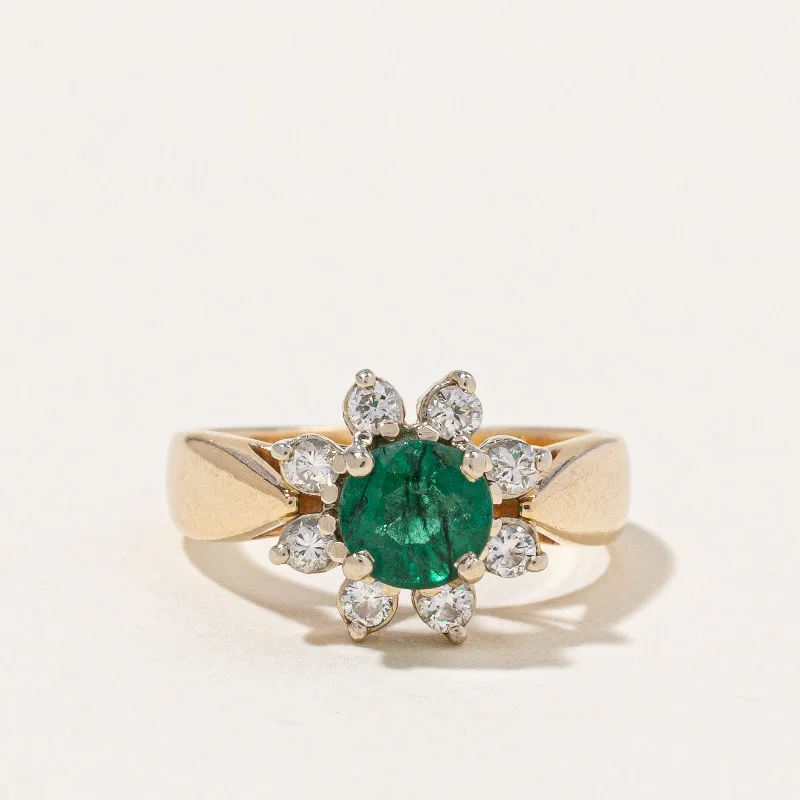 Emerald & Diamond Halo Ring | 0.35ct, 0.16ctw | SZ 2 |